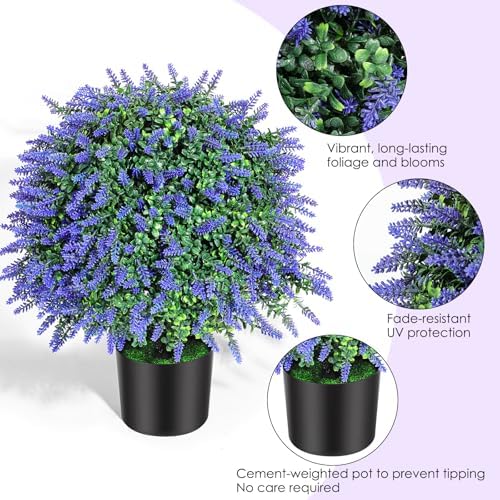 216 Inch Artificial Lavender Topiary Trees Set of 2