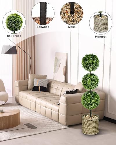ChrisXiao 3ft Artificial Boxwood Topiary Set of 2