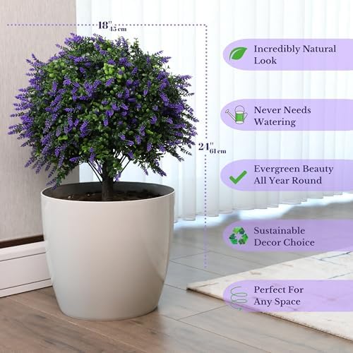 CAZZOVA Artificial Lavender Topiary Balls 2 Pack UV Resistant