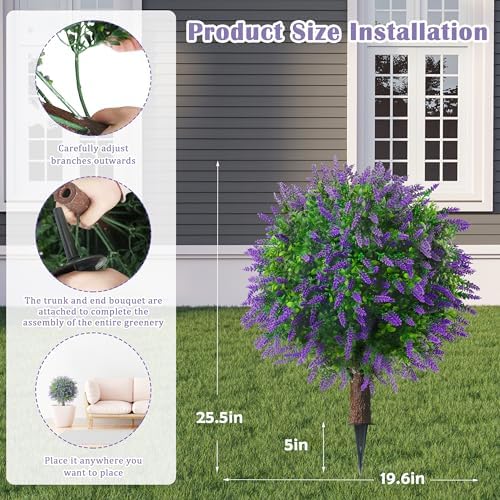Sunnyglade 255 Inch Artificial Lavender Topiary Set of 2