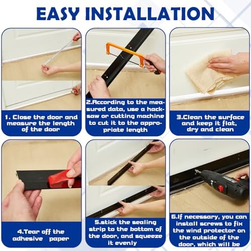Gisafai 2 Pcs 36 Inch Metal Door Draft Stopper Black