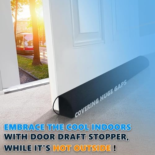 Heavy Duty Door Draft Stopper 36 Inch Black Triangle Design