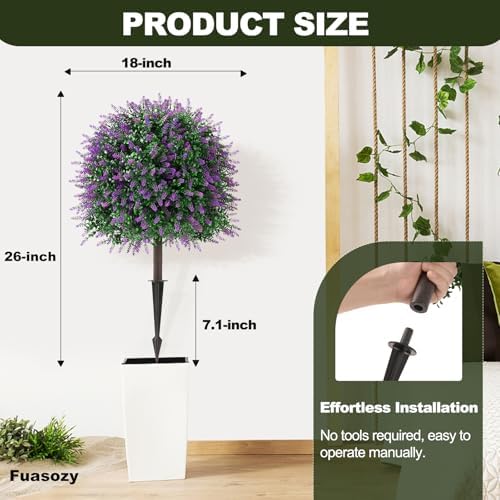 26 Inch Artificial Lavender Topiary Set of 2