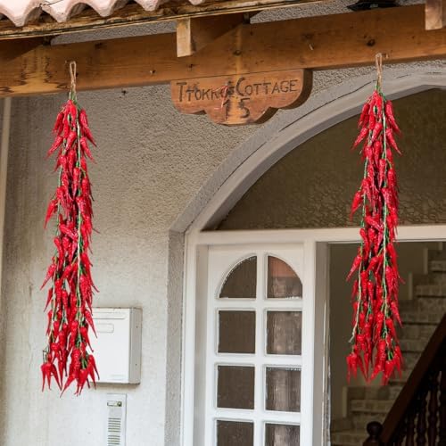 Happyyami 5pcs Artificial Chili Peppers Hanging Decorations