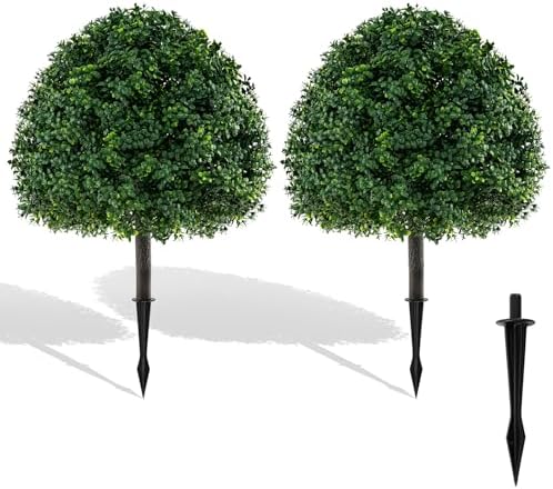 Goplus 28 Inches Artificial Boxwood Topiary Set 2 Pack