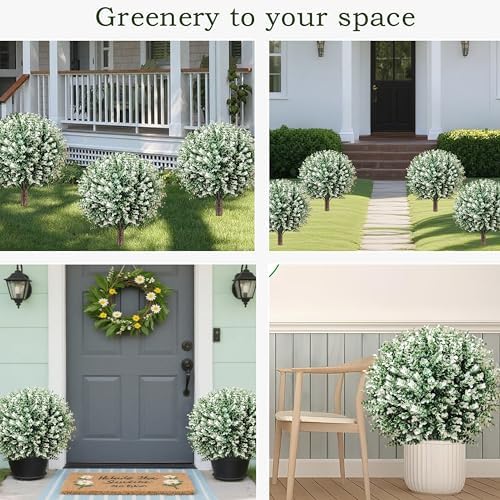 Realistic Artificial Topiary Ball Tree Set of 2