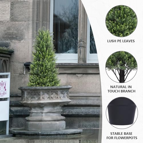 3ft Cedar Topiary Trees Artificial Outdoor Set of 2