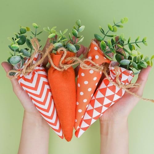 BEIJIALY 4 Pack Easter Fabric Carrots for DIY Decor