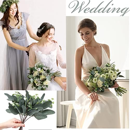 64 pcs Artificial Greenery Stems with 384 Leaves for Floral Arrangements