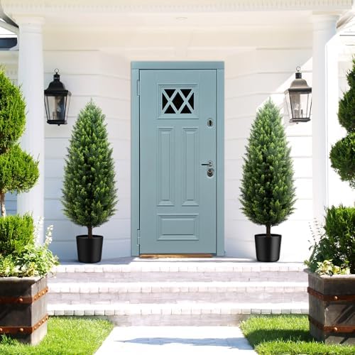 4FT Artificial Cedar Topiary Trees 2 Pack