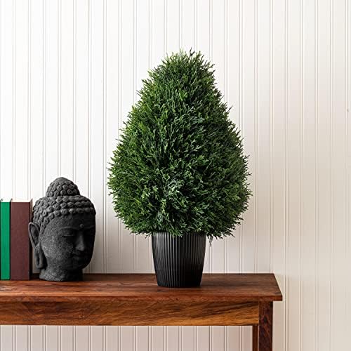Vickerman 24 Inch Artificial Cedar Topiary Potted Bush