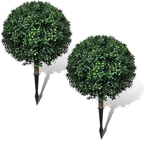 Set of 2 Artificial Boxwood Topiary Trees 245 Inch Tall