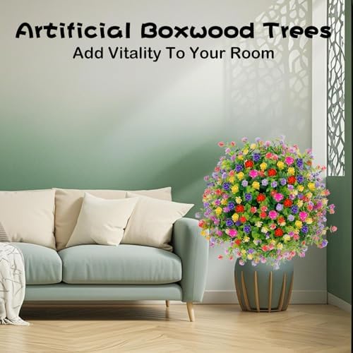 2 Pack Artificial Topiary Ball Trees with Ground Spike