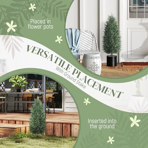 HOMCOM 433 Inch Set of 2 Artificial Cedar Trees