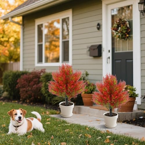 Artificial Topiary Ball Trees 2 Pack 28 Inches UV Resistant