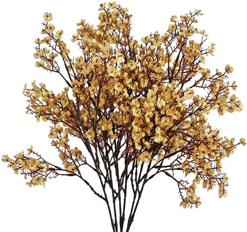 Mandys Gold Artificial Babys Breath Flowers 6 Bundles