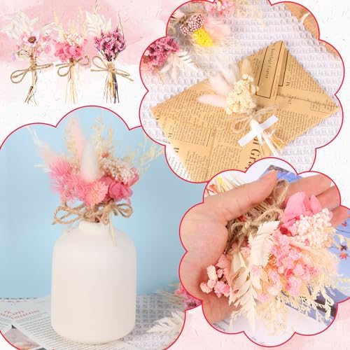 10 Pack Pink Dried Flower Bouquets with Stem Boho Decor