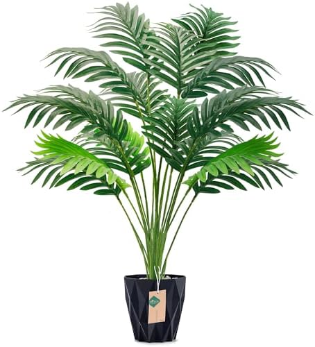 Der Rose 28 Inch Tall Fake Palm Artificial Tree with Black Pot