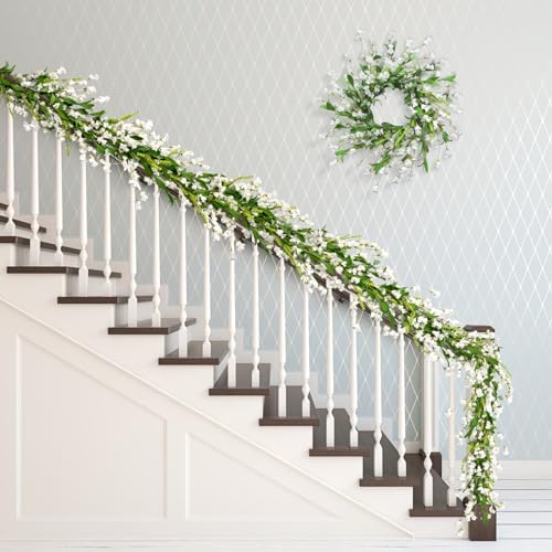 6 Ft Spring Flower Garland for Home Decor White