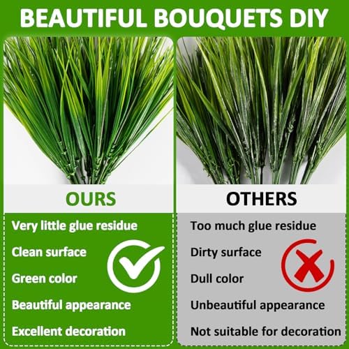 10 Pack Artificial Grass Plants for Outdoor Decor