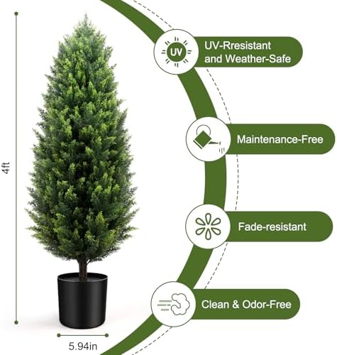 4FT Artificial Cedar Topiary Trees 2 Pack