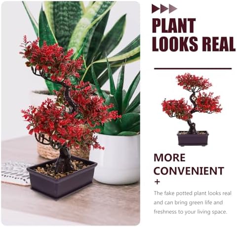 Cabilock Artificial Red Bonsai Tree Indoor Decor