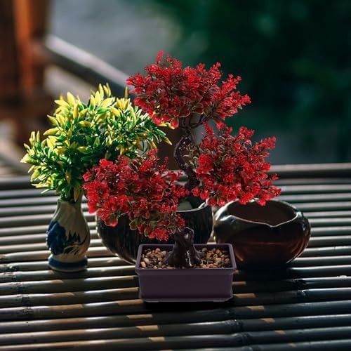 Cabilock Artificial Red Bonsai Tree Indoor Decor