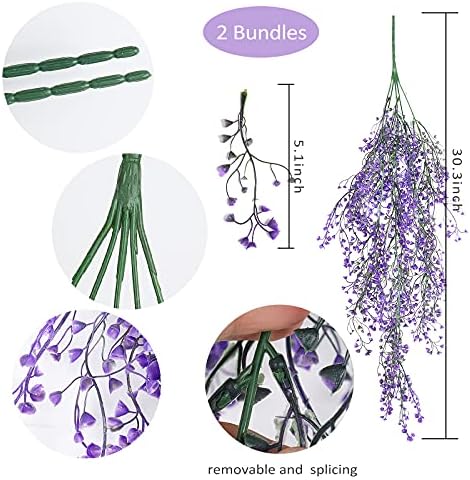RECUTMS Artificial Hanging Vine Plants 4Pc Purple