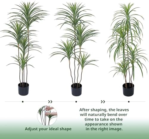 YEPDIN Artificial Dracaena Plant 4 Ft Indoor Fake Tree in Pot