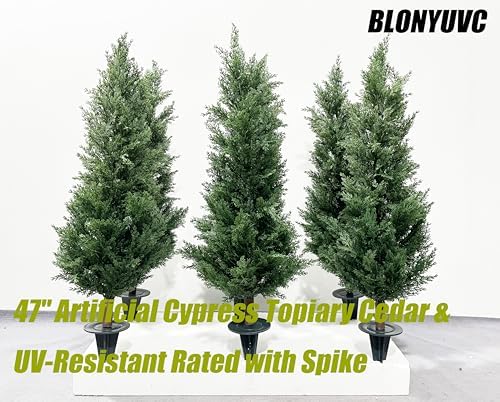 47 Inch Artificial Cypress Topiary Set of 2 with Spike