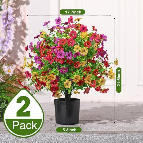 2 Pack 216 Inch Artificial Topiary Trees with Mandala Flowers