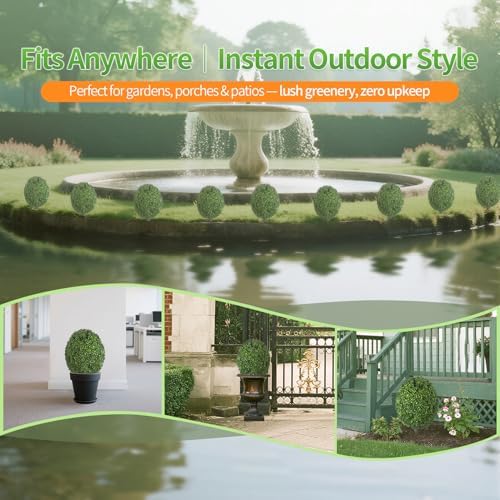 QIANYUN 26 Inch Artificial Boxwood Topiary Shrubs