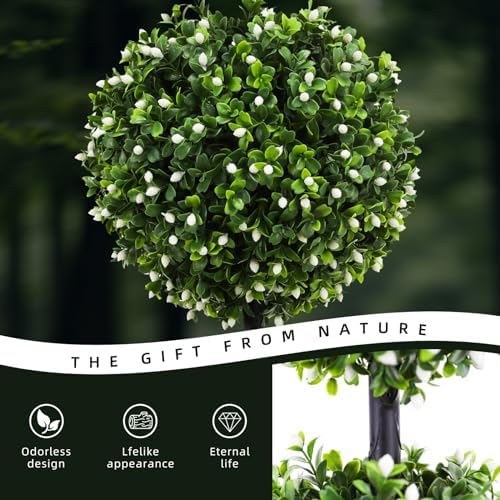 LUWENER 3FT Artificial Boxwood Topiary Set