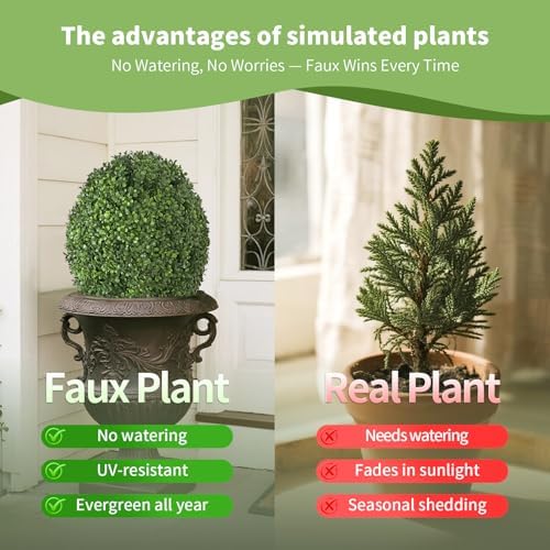 QIANYUN 26 Inch Artificial Boxwood Topiary Shrubs