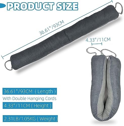 OUTTDID Door Draft Stopper 36 Inches x 4 Inches Gray