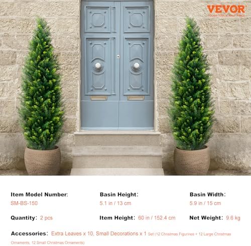 VEVOR Artificial Cedar Topiary Tree 60 inch 2 Pack