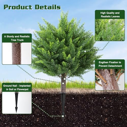 Fikowo Artificial Topiary Cedar Faux Shrubs for Outdoor