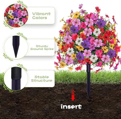 2 Pack Artificial Topiary Trees with Ground Spike UV Resistant