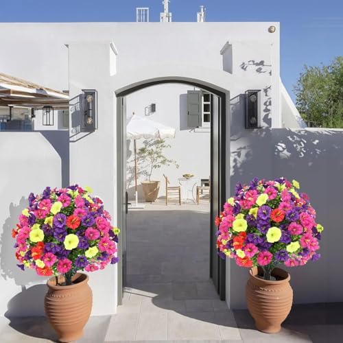 Artificial Eucalyptus Topiary Ball with Flowers 24 Inch UV Resistant Faux Plant