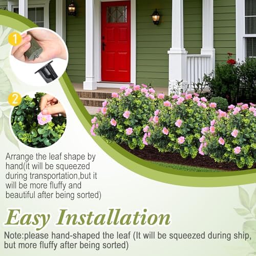 XunYee 4 Pcs 20 Inch Artificial Topiary Trees with Pink Flowers