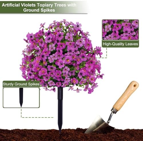 23in Artificial Violet Topiary Tree with Ground Spike