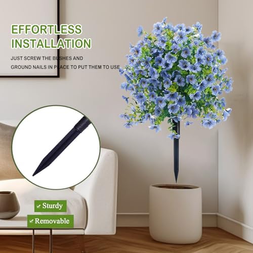 23in Artificial Violet Topiary Trees with Ground Spikes 2pc Blue