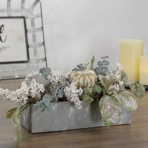 Northlight 1025 Inch Neutral Pumpkin and Leaves Fall Floral Arrangement