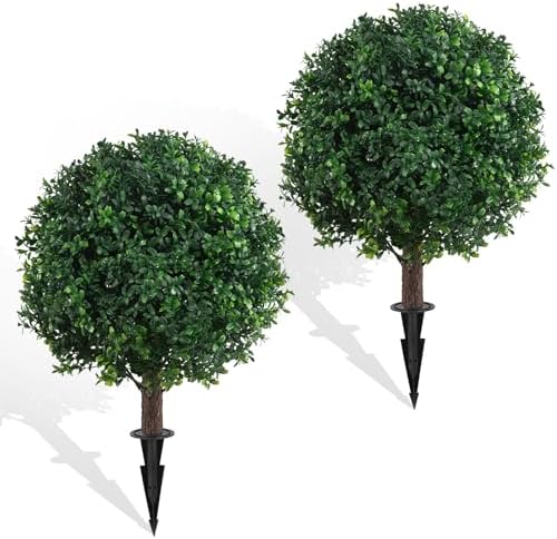 23 inch Artificial Boxwood Topiary Trees 2 Pack