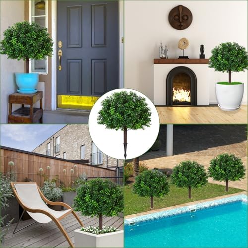 Moeput Artificial Boxwood Topiary Ball Trees Set of 2