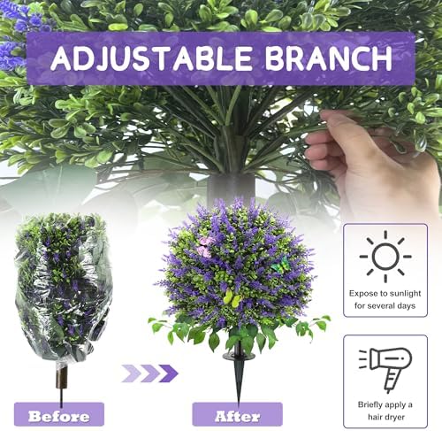 TONAHUTU 28 Artificial Boxwood Lavender Topiary Ball