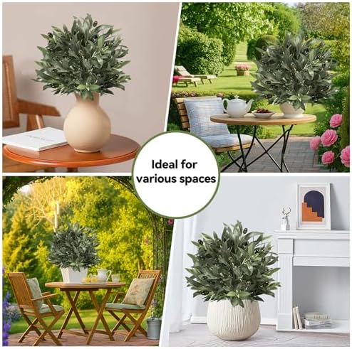 Artificial Olive Topiary Ball with Spike 2 Pack