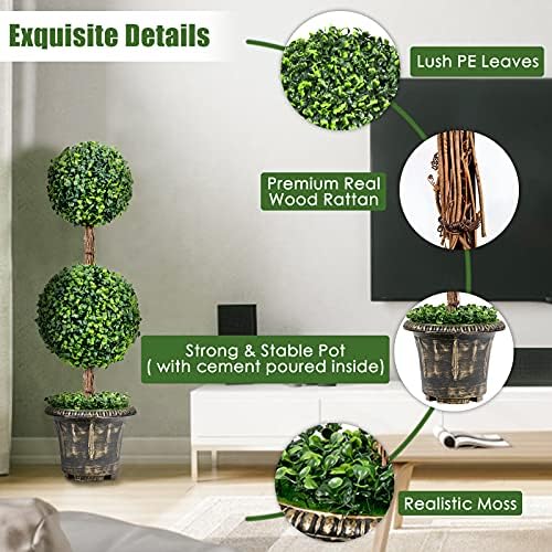 Goplus 3 Ft Artificial Boxwood Topiary Tree