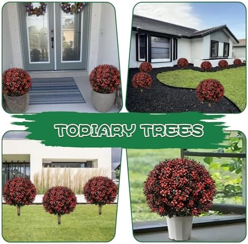 Set of 2 Artificial Topiary Boxwood Trees 245 Tall