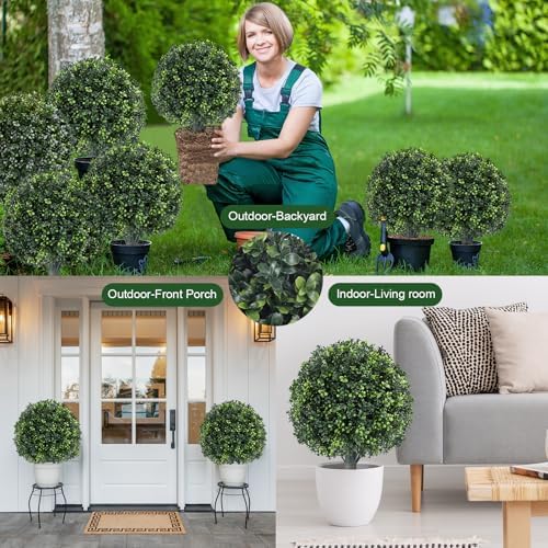 16 Artificial Boxwood Topiary Trees 2 Pack